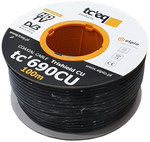 Kabel koncentryczny RG6 tc 690CU-PE zewnętrzny, żyła 1.13, Trishield, (100m)